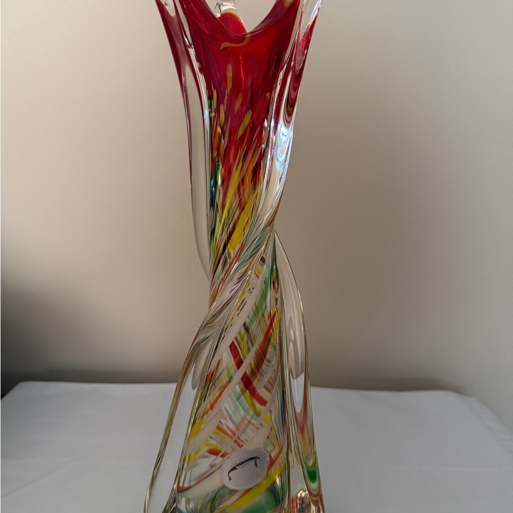 Murano Red and Yellow Twisted Glass Sculpture